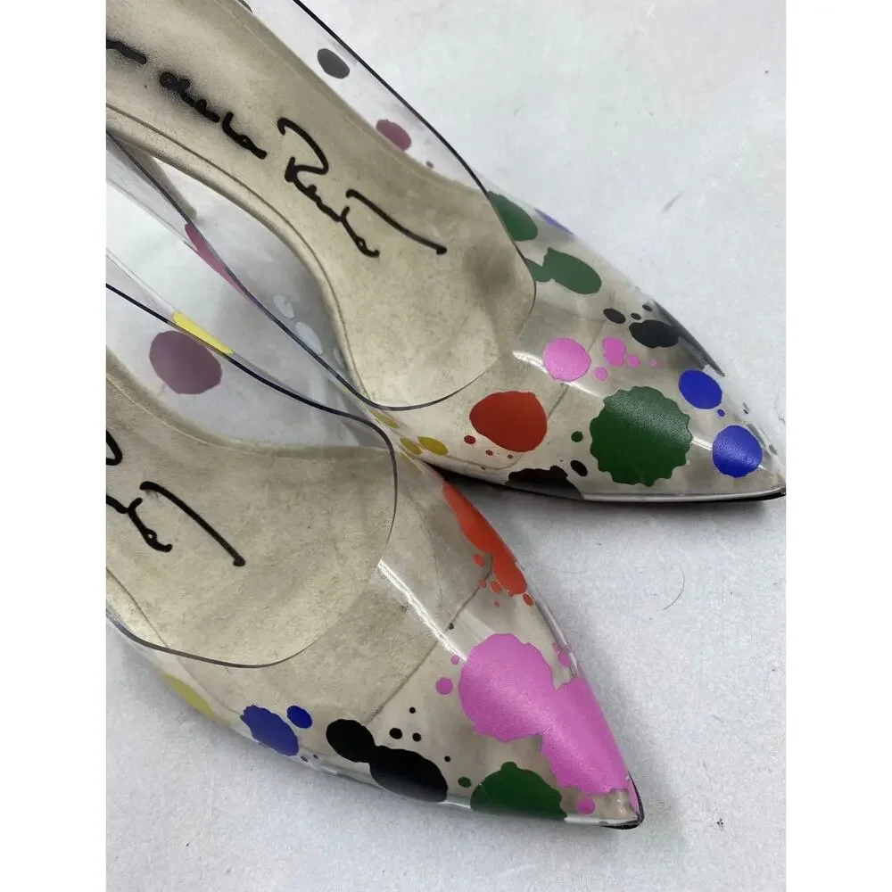 Oscar de la Renta LIMITED EDITION Paint Splatter PVC Mariacarla Pumps Sz. 41